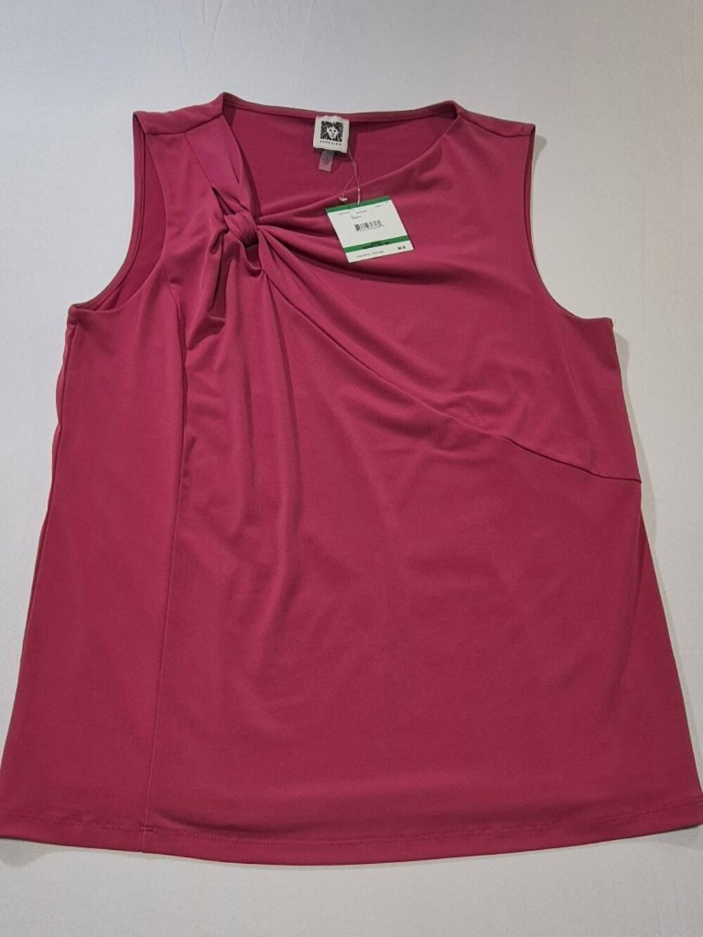 NWT Anne Klein Women's Breton Red Twist Neck Sleeveless Top Blouse Size L